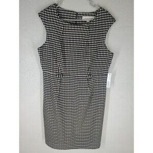 NWT Emma & Michele Black White Sleeveless Sheath Dress Size 16 No Belt